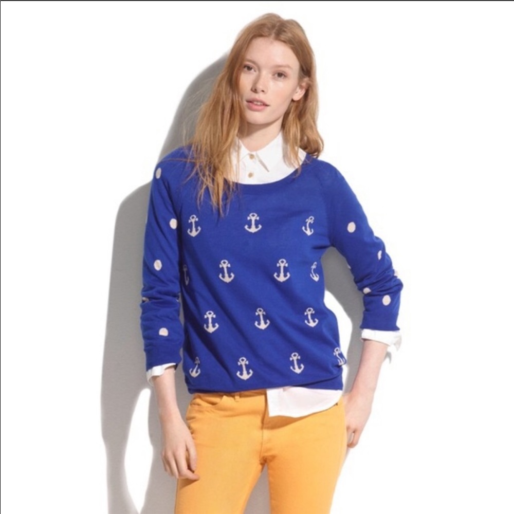 Madewell Size Small Blue Anchor Nautical Sweater